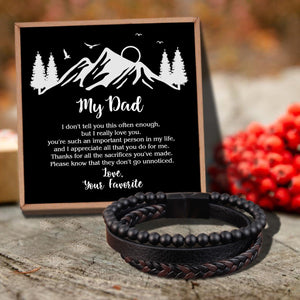 To My Dad - I Really Love You Black Beaded Bracelets For Men