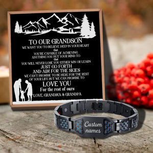 To Our Grandson - We Love You For The Rest Of Ours Customized Name Bracelet