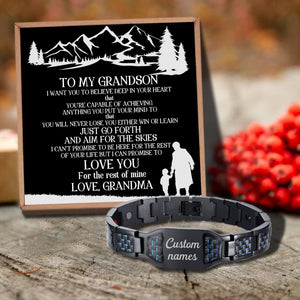Grandma To Grandson - I Love You For The Rest Of Mine Customized Name Bracelet