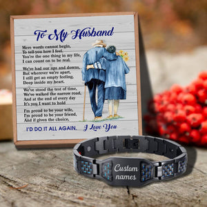 To My Husband - I Am Proud To Be Your Wife Customized Name Bracelet