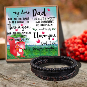 Daughter To Dad - I Love You Black Beaded Bracelets For Men