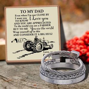 Daughter To Dad - You Are The World's Best Farmer Bangle Weave Roman Numeral Bracelets