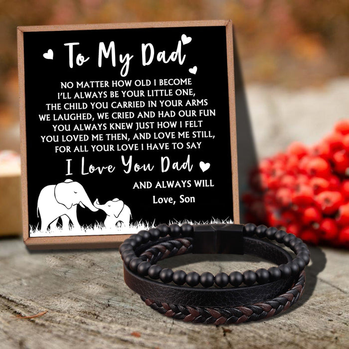 Son To Dad - I Love You And Always Will Black Beaded Bracelets For Men