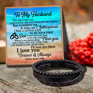 To My Husband - You Complete Me Black Beaded Bracelets For Men