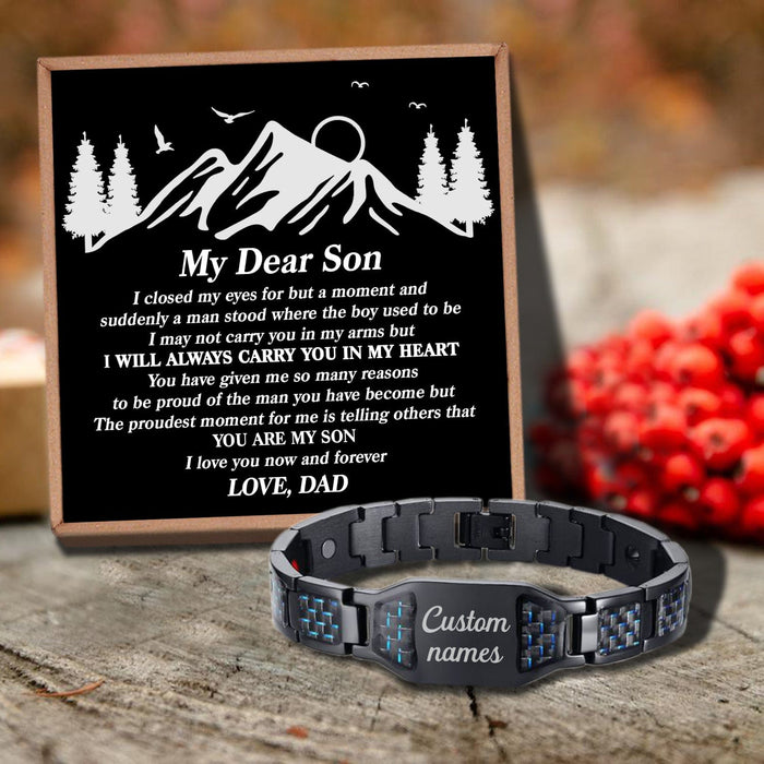 Dad To Son - I Will Always Carry You In My Heart Customized Name Bracelet