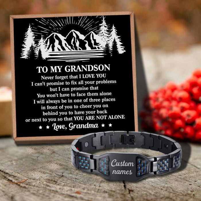 Grandma To Grandson - You Are Not Alone Customized Name Bracelet