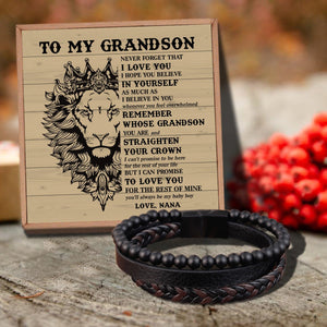 Nana To Grandson - Believe In Yourself Black Beaded Bracelets For Men