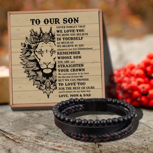 To Our Son - Believe In Yourself Black Beaded Bracelets For Men