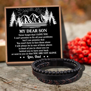 Dad To Son - You Are Not Alone Black Beaded Bracelets For Men