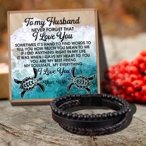 To My Husband - Never Forget That I Love You Black Beaded Bracelets For Men