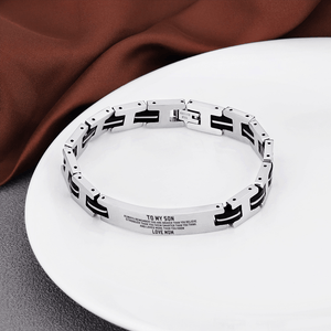 Mom To Son - You Are Loved More Engraved Men's Bracelet
