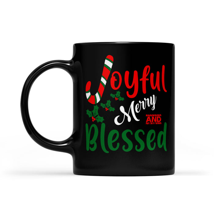 Joyful Merry and Blessed Christmas  Black Mug Gift For Christmas