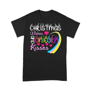 Christmas Wishes And Unicorn Kisses Funny Christmas Tee Shirt Gift For Christmas