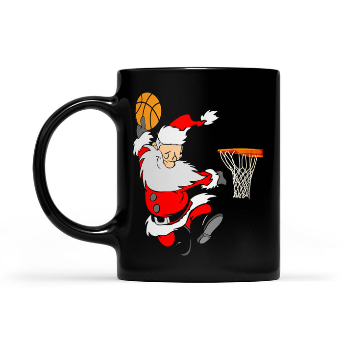 Basketball Santa Claus Funny Christmas Gift Black Mug Gift For Christmas