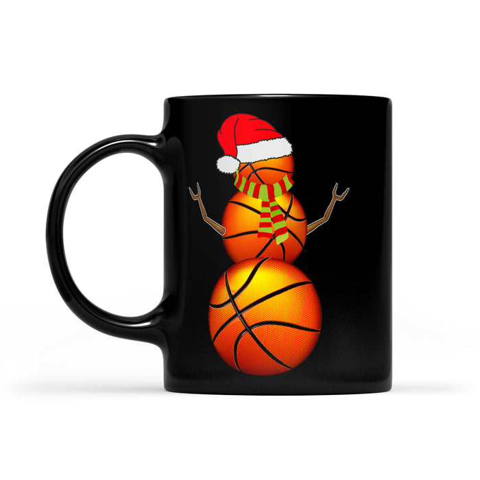 Basketball Snowman Funny Christmas Gift Black Mug Gift For Christmas