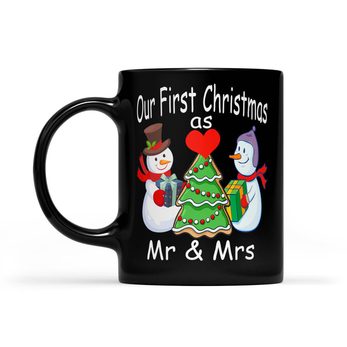 Our First Christmas As Mr and Mrs Funny And Sweet Christmas  Black Mug Gift For Christmas