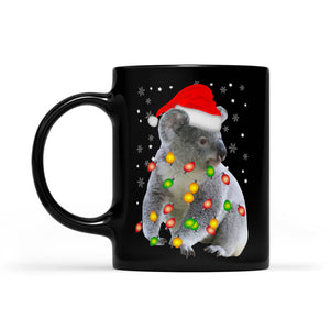 Koala With Christmas Lights Matching Family Gift    Black Mug Gift For Christmas