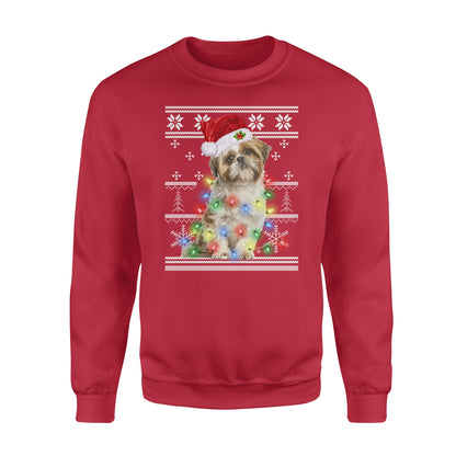 I want a Shih Tzu for my Christmas best gift for love - funny sweatshirt dog lovers christmas ugly sweatshirt