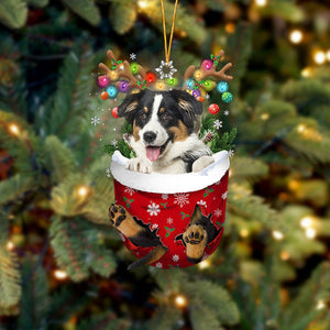 Australian Shepherd 2 In Snow Pocket Christmas Ornament Flat Acrylic Dog Ornament - Best gifts your whole family