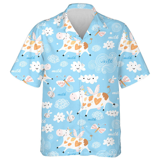 Stíl Doodle Bó Eitilte Agus Bee Sa Spéir Léine Haváís, Bronntanas Léine Haváís, Bronntanas Nollag