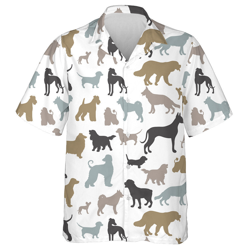 Silhouettes Of Dogs Of Different Breeds Hawaiian Shirt,Hawaiian Shirt Gift, Christmas Gift