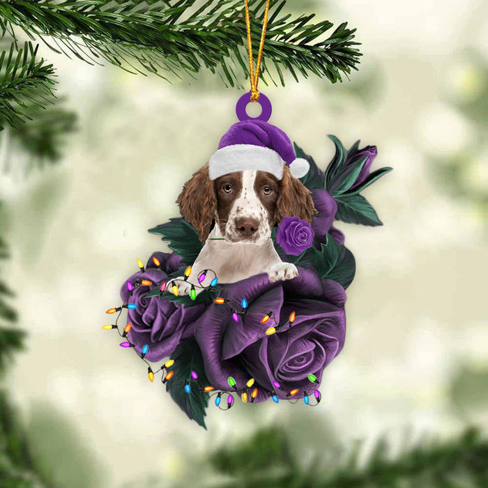 English Springer Spaniel In Purple Rose Christmas Ornament Christmas Gift To Dog Lover - Best gifts your whole family