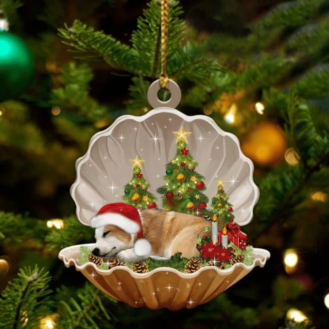 Cute Corgi Sleeping in Pearl Dog Christmas Ornament Flat Acrylics Gift - Best gifts your whole family