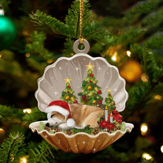 Cute Corgi Sleeping in Pearl Dog Christmas Ornament Flat Acrylics Gift - Best gifts your whole family