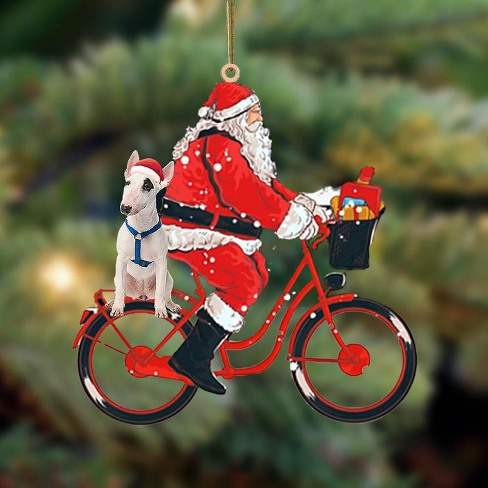 Santa Claus Riding A Bike With Bull Terrier (4)-Two Sided Ornament - Best gifts your whole family