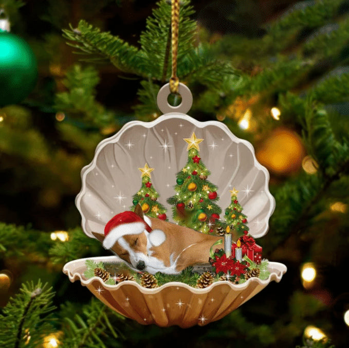 Cute Basenji Sleeping in Pearl Dog Christmas Ornament Flat Acrylic - Best gifts your whole family