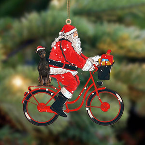 Santa Claus Riding A Bike With Miniature Pinscher 2-Two Sided Ornament - Best gifts your whole family