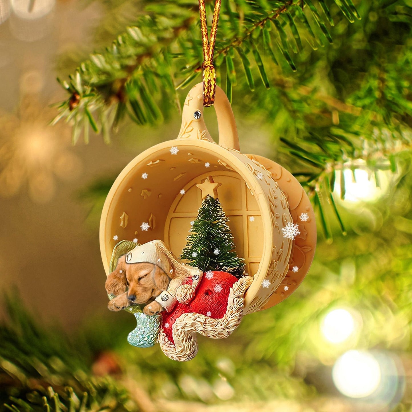 Godmerch Cocker Spaniel Sleeping In A Tiny Cup Christmas Holiday-Two Sided Ornament - Best gifts your whole family
