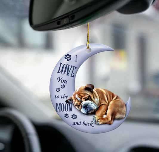 Bulldog Moon Back Bulldog Lover Dog Moms Two Sided Ornament - Best gifts your whole family