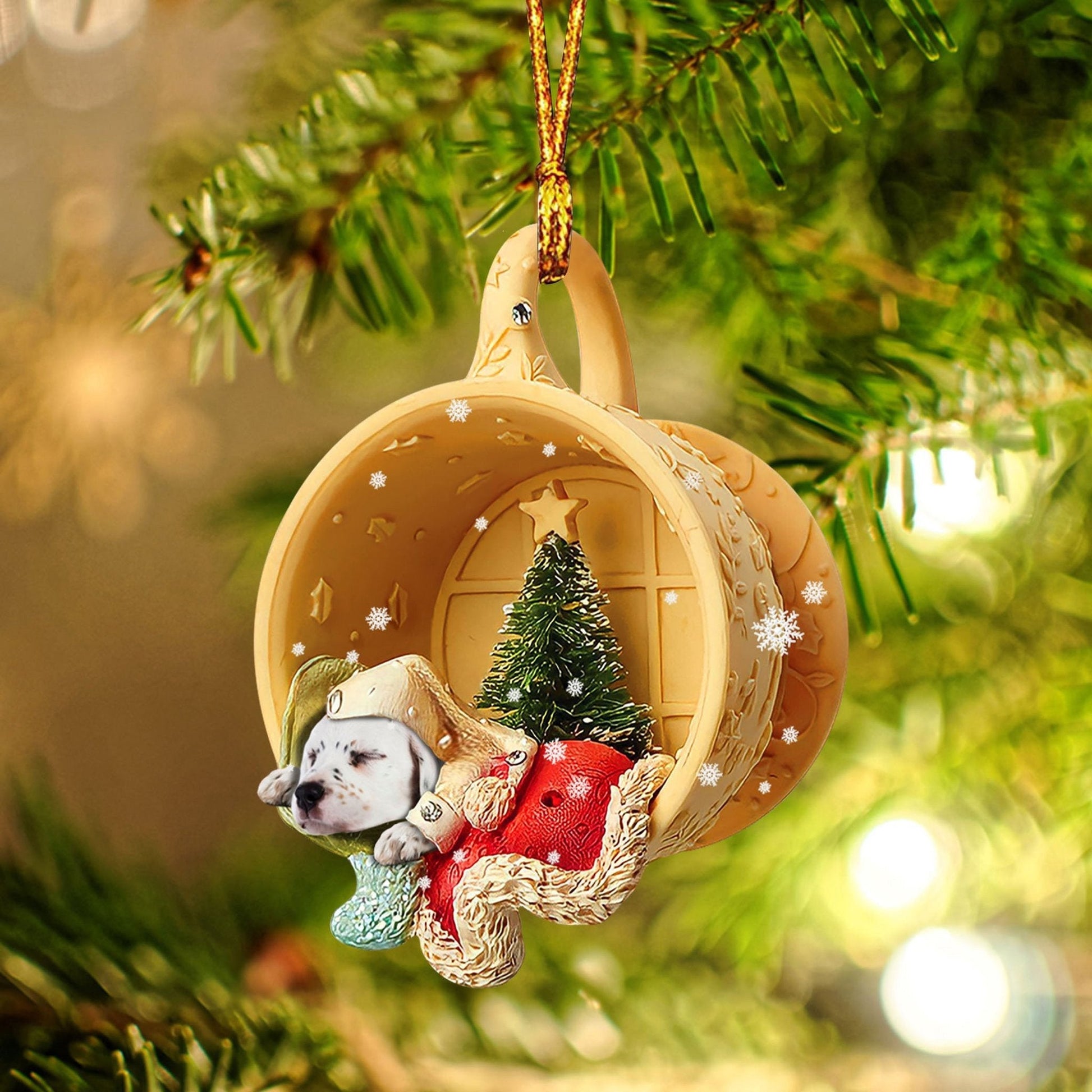 Godmerch English Setter Sleeping In A Tiny Cup Christmas Holiday-Two Sided Ornament - Best gifts your whole family