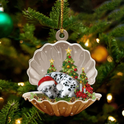 Cute Dalmatian Sleeping in Pearl Dog Christmas Ornament Flat Acrylic Gift - Best gifts your whole family