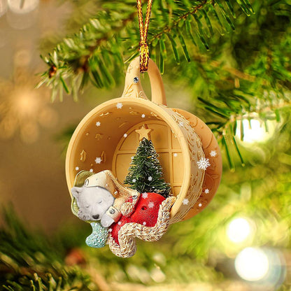 Godmerch Polar Bear Sleeping In A Tiny Cup Christmas Holiday-Two Sided Ornament - Best gifts your whole family