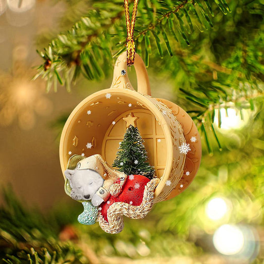 Godmerch Polar Bear Sleeping In A Tiny Cup Christmas Holiday-Two Sided Ornament - Best gifts your whole family