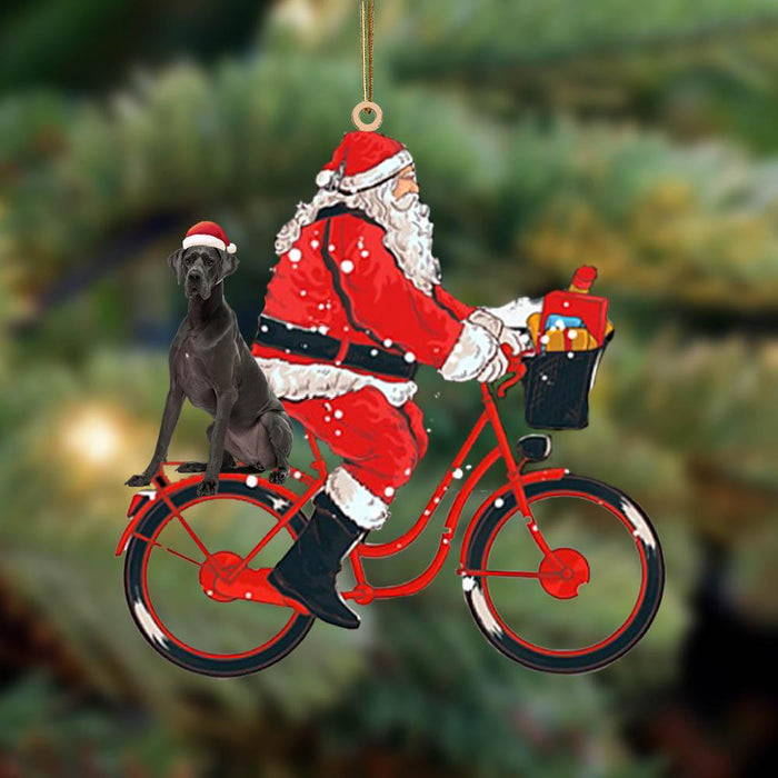 Santa Claus Riding A Bike With Great Dane (3)-Two Sided Ornament - Best gifts your whole family