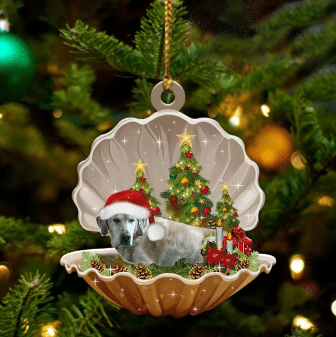 Cute Goldador Sleeping in Pearl Dog Christmas Ornament Flat Acrylic - Best gifts your whole family
