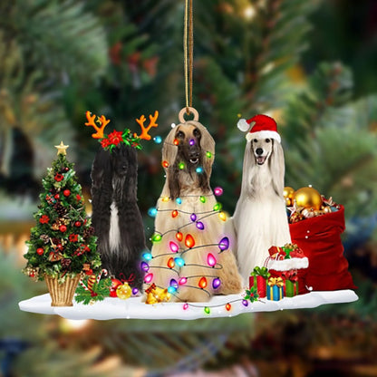 Afghan Hound-Christmas Dog Friends Hanging Christmas Plastic Hanging Ornament, Christmas Ornament Gift, Christmas Gift, Christmas Decoration
