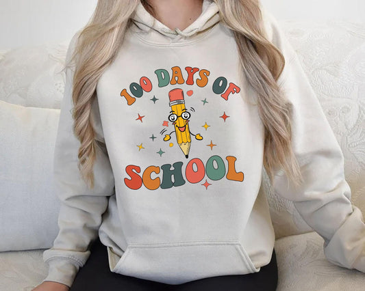 100 Days Of School Sweatshirt, 100 Days Of School T-shirt, Happy 100 Days Of School Hoodie, Student Sweatshirt