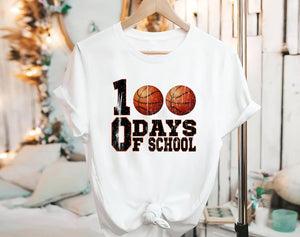 100th day student boy girl 100 days of school basketball T-Shirt