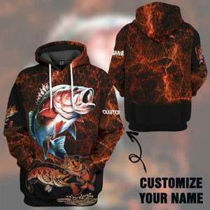 3D Fishing Custom Name Tshirt Hoodie Apparel