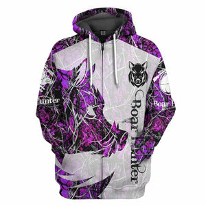 3D Boar Hunter Purple Custom Tshirt Hoodie Apparel