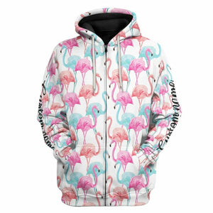 3D Flamingo Pink Blue Water Hoodie Custom Hoodies