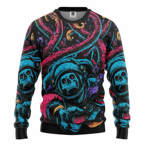 3D Skull In The Dark Space Custom Hoodies