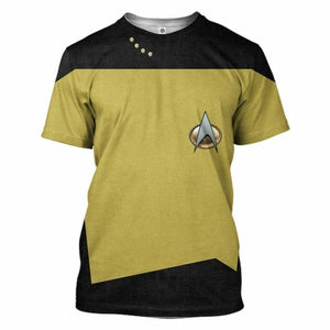 3D Star Trek The Next Generation 1987 1994 Yellow Custom Tshirt Hoodie Apparel