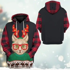 3D Christmas Cat Custom Tshirt Hoodie Apparel