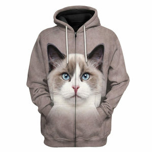 3D Ragdoll Cat Tshirt Hoodie Apparel