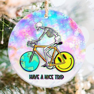 1943 Hoffman Bicycle Day Skull Ornament, Christmas Ornament Gift, Christmas Gift, Christmas Decoration